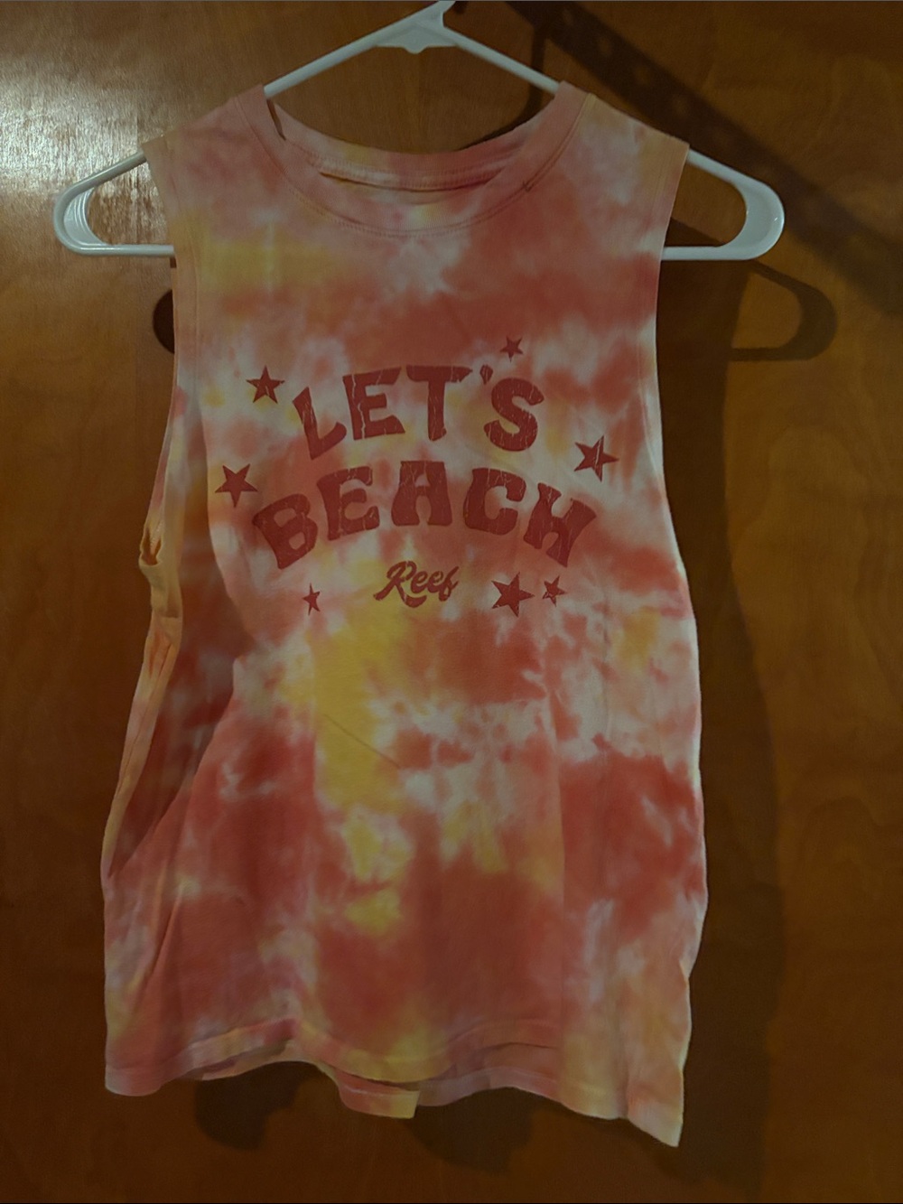 Reef Tie-Dye Tank Top - Orange & Yellow "Let's Beach"